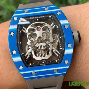 Richard Mille Skull Collection Replica Watches 52mm Mens Skeleton Dial Rubber Strap 1:1 Clone Watch