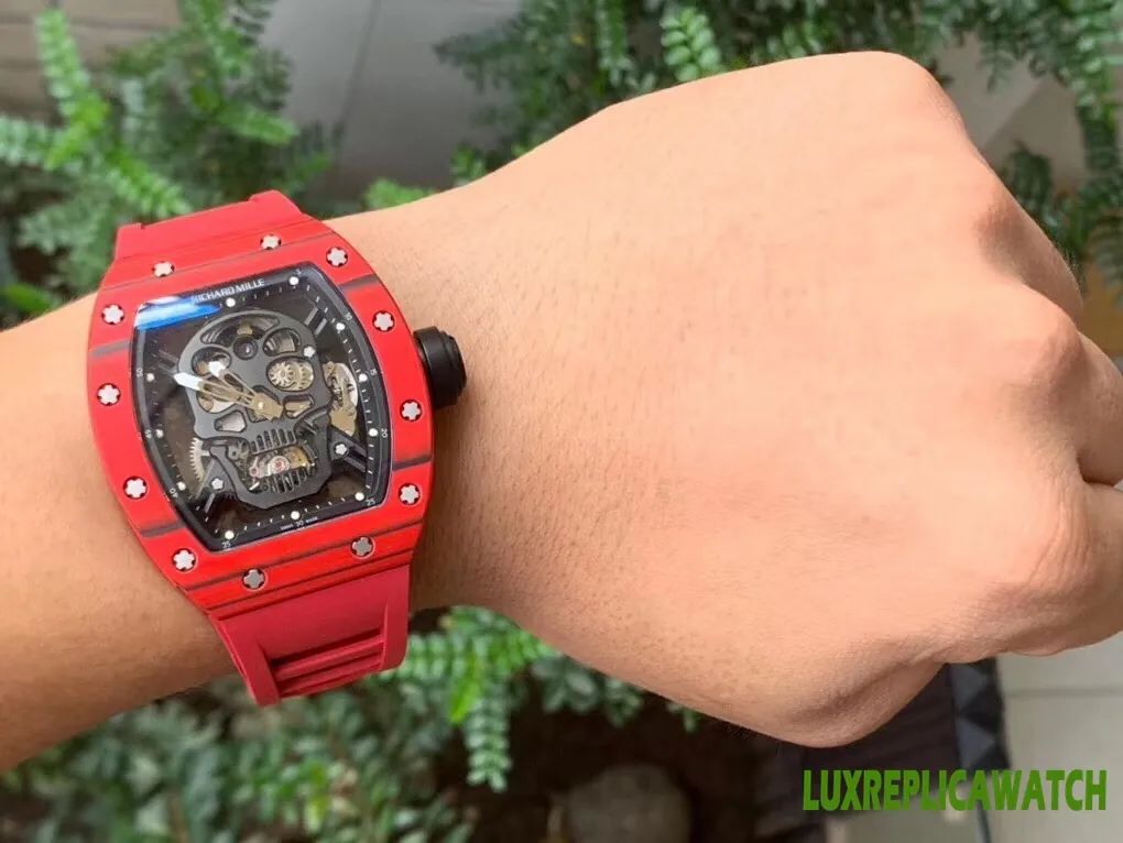 Richard Mille Skull Collection Replica Watches 52mm Mens Black Dial Rubber Strap 1:1 Clone Watch - Image 2