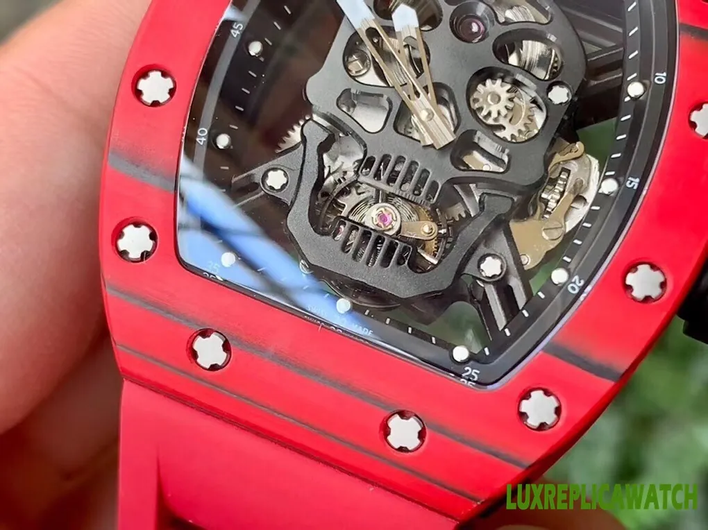 Richard Mille Skull Collection Replica Watches 52mm Mens Black Dial Rubber Strap 1:1 Clone Watch - Image 4