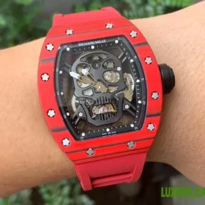 Richard Mille Skull Collection Replica Watches 52mm Mens Black Dial Rubber Strap 1:1 Clone Watch