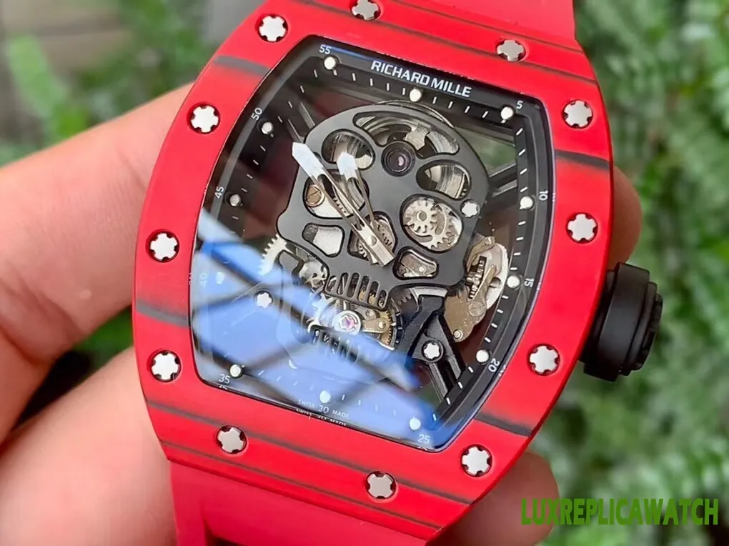 Richard Mille Skull Collection Replica Watches 52mm Mens Black Dial Rubber Strap 1:1 Clone Watch - Image 5