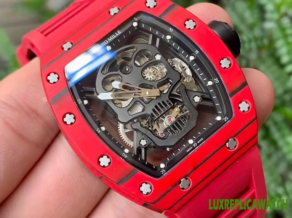 Richard Mille Skull Collection Replica Watches 52mm Mens Black Dial Rubber Strap 1:1 Clone Watch - Image 6