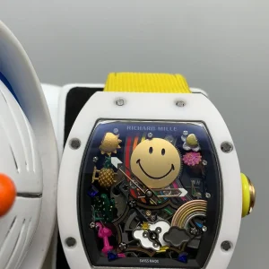 Richard Mille Smiley Face Replica Watches 45mm Mens Multi-Color Rubber Strap 1:1 Clone Watch