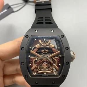 Richard Mille Samurai Replica Watches 47mm Mens Brown Dial Rubber Strap 1:1 Clone Watch