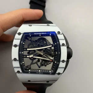 Richard Mille RM 011 Replica Watches 45mm Mens Blue Dial Rubber Strap 1:1 Clone Watch