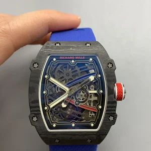 Richard Mille RM 011 Replica Watches 45mm Mens Blue Dial Rubber Strap 1:1 Clone Watch