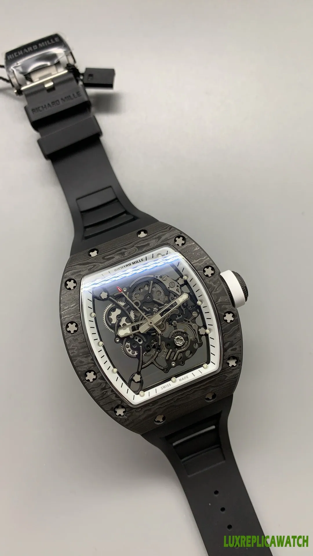 Richard Mille RM 011 Replica Watches 45mm Mens Skeleton Dial Rubber Strap 1:1 Clone Watch - Image 4