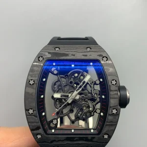 Richard Mille RM011 Replica Watches 50mm Mens Black Dial Rubber Strap 1:1 Clone Watch