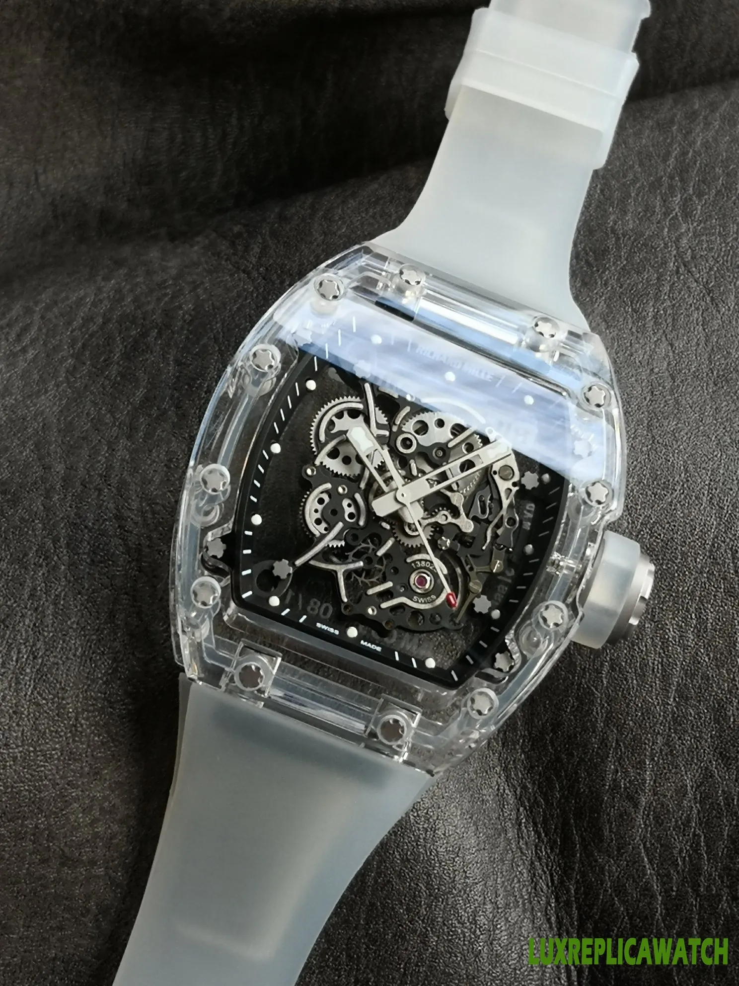 Richard Mille RM011 Replica Watches 45mm Mens Black Dial Rubber Strap 1:1 Clone Watch - Image 3