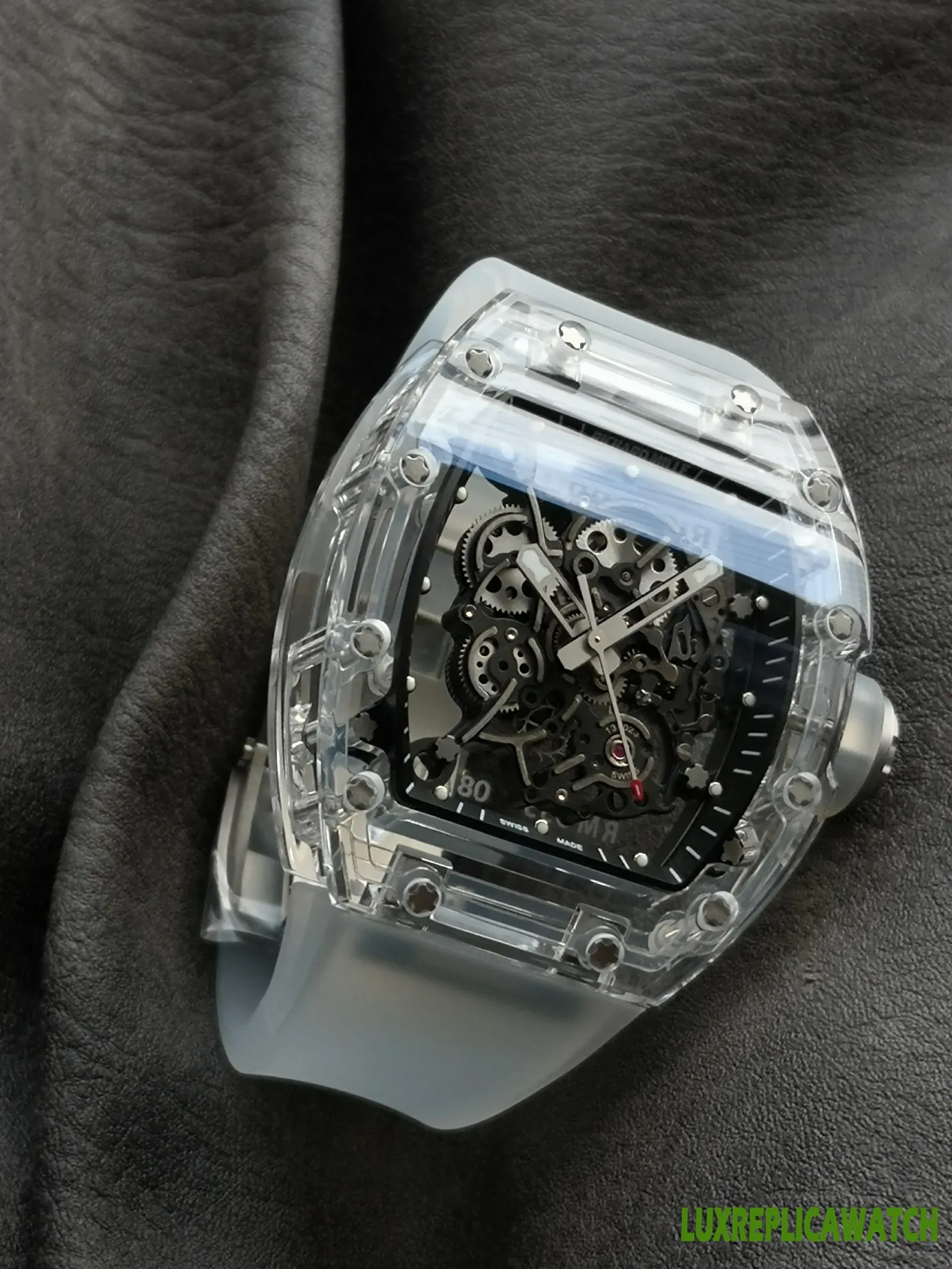 Richard Mille RM011 Replica Watches 45mm Mens Black Dial Rubber Strap 1:1 Clone Watch - Image 4