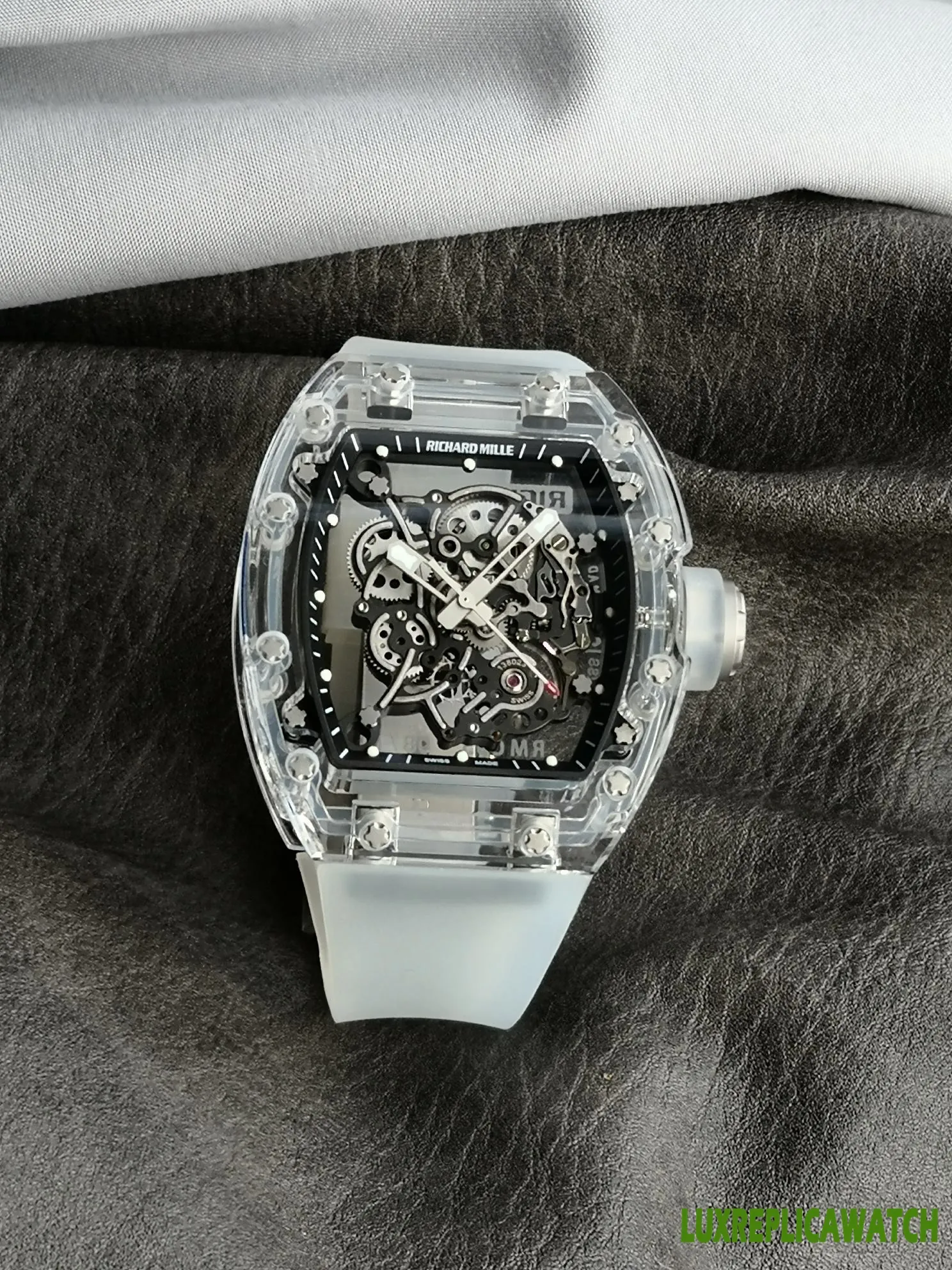 Richard Mille RM011 Replica Watches 45mm Mens Black Dial Rubber Strap 1:1 Clone Watch