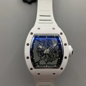 Richard Mille RM011 Replica Watches 45mm Mens White Dial Rubber Strap 1:1 Clone Watch