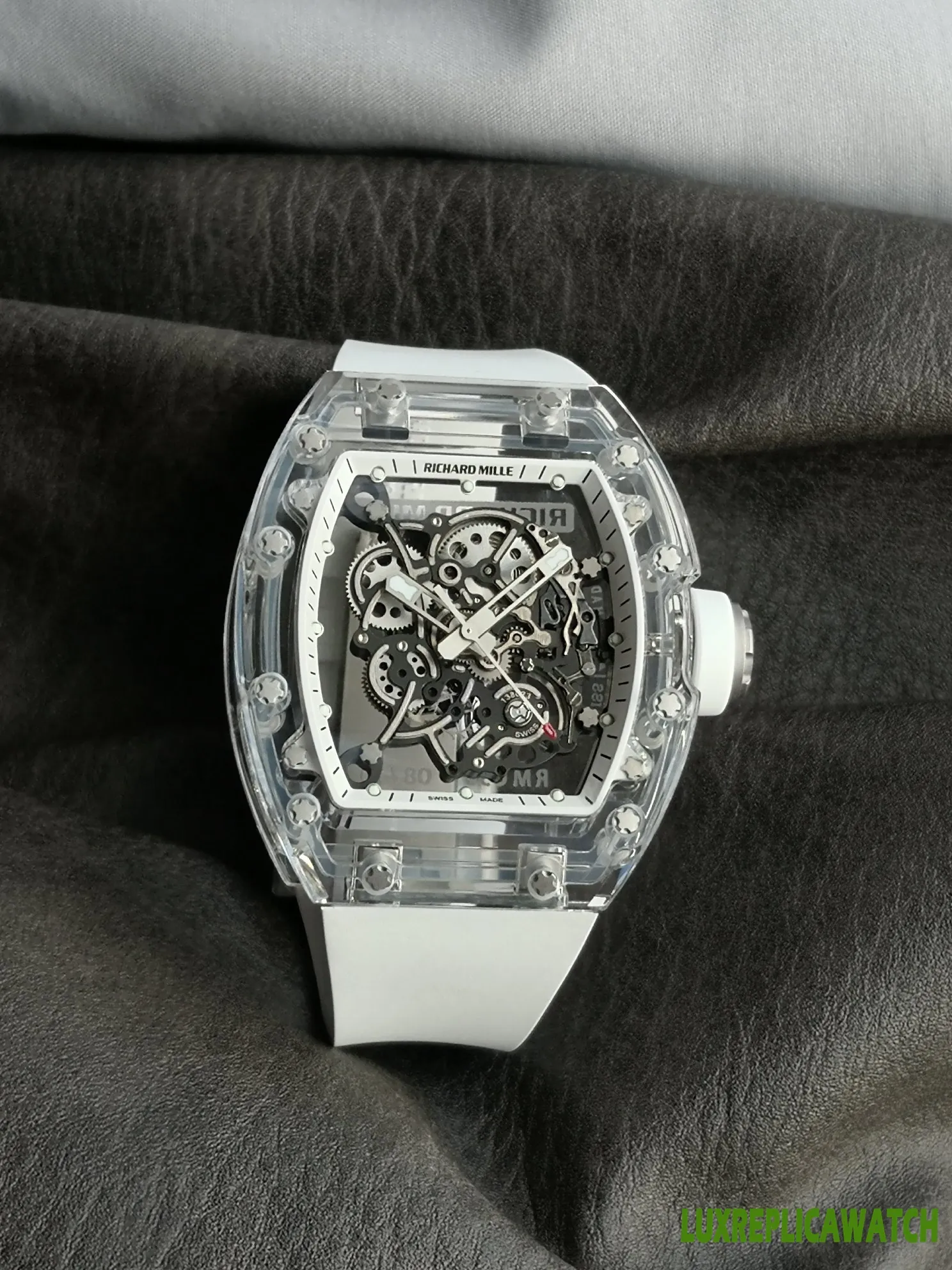 Richard Mille RM011 Replica Watches 50mm Mens Skeleton Dial Rubber Strap 1:1 Clone Watch