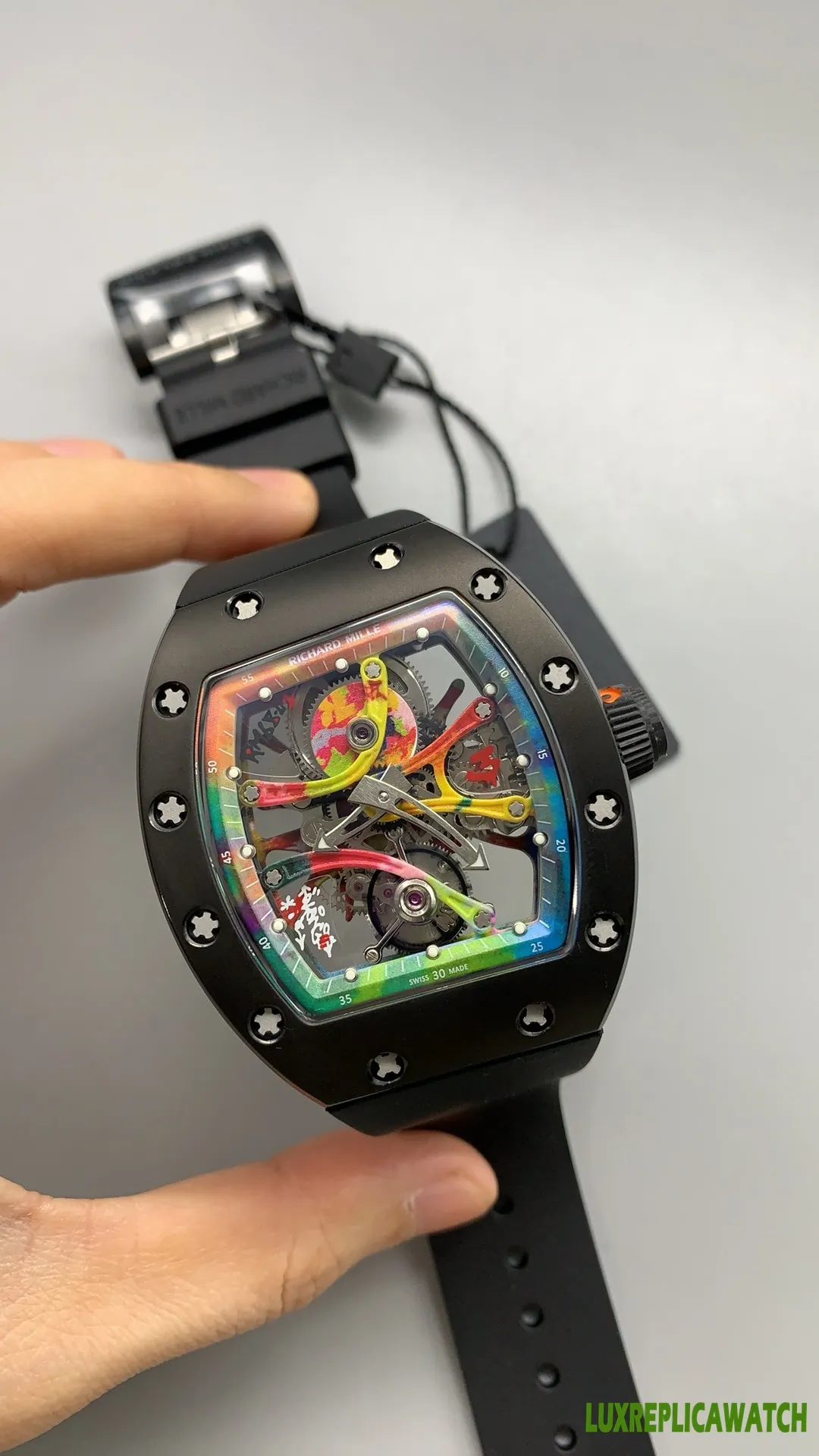 Richard Mille RM 07-01 Replica Watches 45mm Mens Multi-Color Dial Rubber Strap 1:1 Clone Watch - Image 4