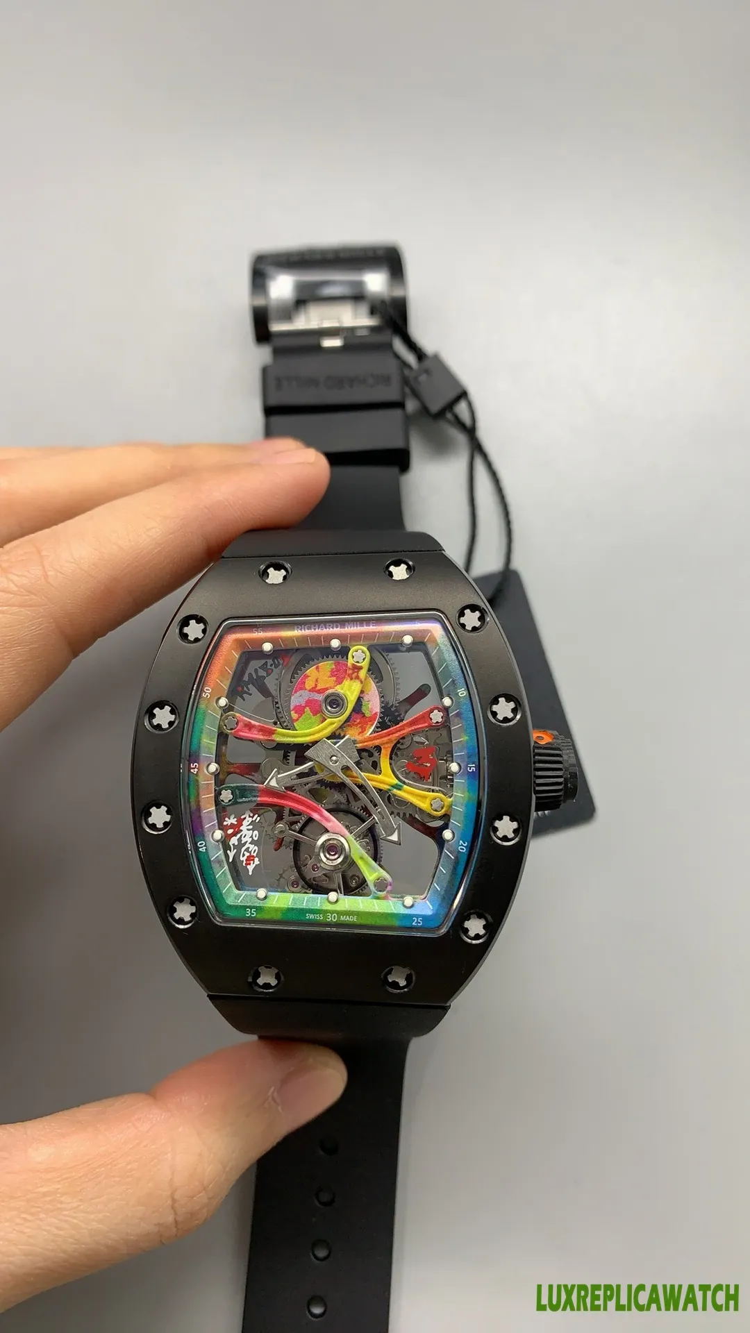 Richard Mille RM 07-01 Replica Watches 45mm Mens Multi-Color Dial Rubber Strap 1:1 Clone Watch