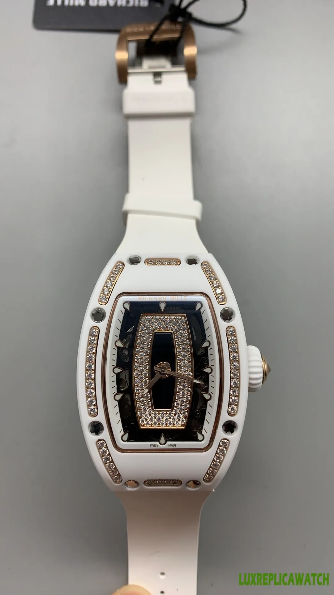 Richard Mille RM 07-01 Replica Watches 38mm Womens Black Dial Rubber Strap 1:1 Clone Watch