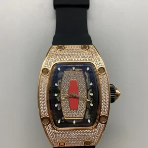 Richard Mille RM 07-01 Replica Watches 38mm Womens Red Dial Rubber Strap 1:1 Clone Watch