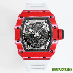 Richard Mille RM35-02 Rafael Nadal Replica Watches 50mm Mens Red Dial Rubber Strap 1:1 Clone Watch