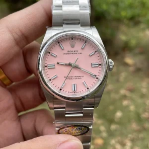 Rolex Oyster Perpetual Replica Watches 36mm Womens Pink Dial Metal Bracelet 1:1 Clone Watch