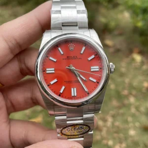 Rolex Oyster Perpetual Replica Watches 41mm Mens Coral Dial Metal Bracelet 1:1 Clone Watch