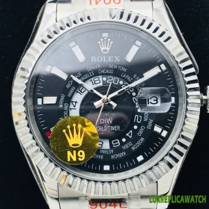 Rolex Sky-Dweller Replica Watches 42mm Mens Black Dial Metal Bracelet 1:1 Clone Watch