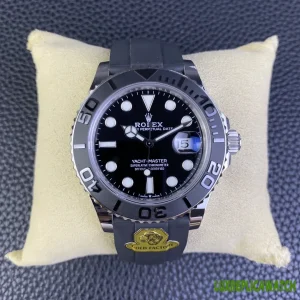 Rolex Yacht-Master Replica Watches 42mm Mens Black Dial Rubber Strap 1:1 Clone Watch