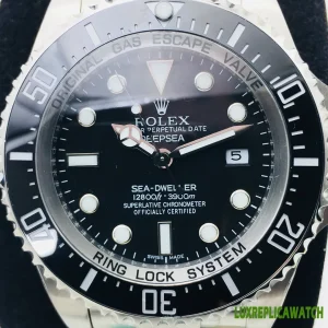 Rolex Sea-Dweller Replica Watches 44mm Mens Black Dial Metal Bracelet 1:1 Clone Watch
