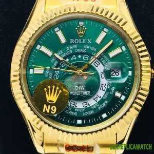 Rolex Sky-Dweller Replica Watches 42mm Mens Green Dial Metal Bracelet 1:1 Clone Watch