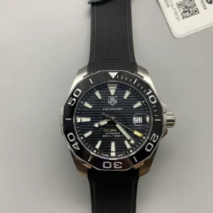 Tag Heuer Aquaracer Replica Watches 41mm Mens Black Dial Rubber Strap 1:1 Clone Watch