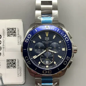 Tag Heuer Aquaracer Replica Watches 41mm Mens Blue Dial Metal Bracelet 1:1 Clone Watch
