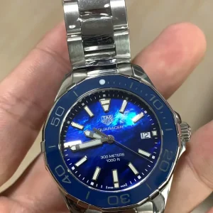 Tag Heuer Aquaracer Replica Watches 41mm Mens Blue Dial Metal Bracelet 1:1 Clone Watch