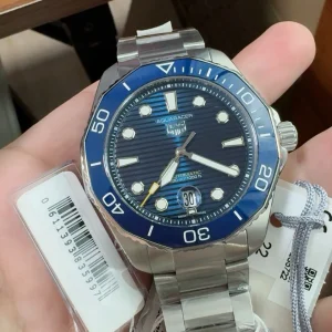 Tag Heuer Aquaracer Replica Watches 41mm Mens Blue Dial Metal Bracelet 1:1 Clone Watch