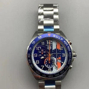 Tag Heuer Formula 1 Gulf Replica Watches 44mm Mens Blue Dial Metal Bracelet 1:1 Clone Watch