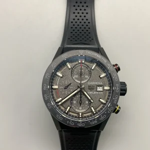 Tag Heuer Carrera Replica Watches 44mm Mens Grey Dial Rubber Strap 1:1 Clone Watch