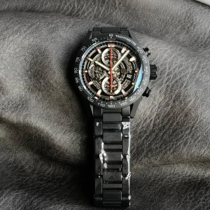 Tag Heuer Carrera Replica Watches 44mm Mens Black Dial Metal Bracelet 1:1 Clone Watch
