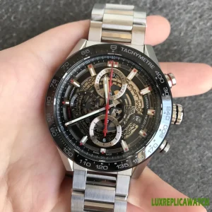 Tag Heuer Carrera Replica Watches 44mm Mens Skeleton Dial Metal Bracelet 1:1 Clone Watch