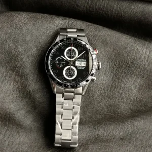 Tag Heuer Carrera Replica Watches 43mm Mens Black Dial Metal Bracelet 1:1 Clone Watch
