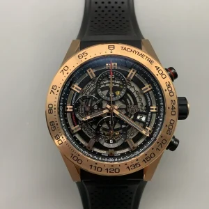 Tag Heuer Carrera Replica Watches 44mm Mens Black Dial Rubber Strap 1:1 Clone Watch