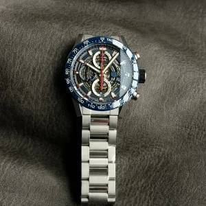 Tag Heuer Carrera Replica Watches 44mm Mens Blue Dial Metal Bracelet 1:1 Clone Watch