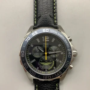 Tag Heuer Aston Martin Racing Replica Watches 44mm Mens Black Dial Leather Strap 1:1 Clone Watch