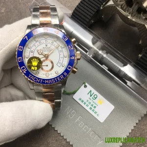 Rolex Yacht-Master II Replica Watches 44mm Mens White Dial Metal Bracelet 1:1 Clone Watch