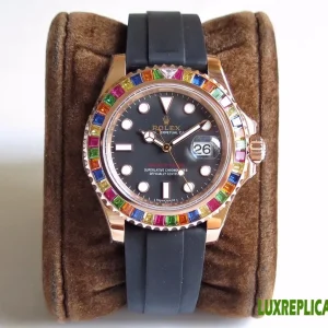 Rolex Yacht-Master Replica Watches 40mm Mens Black Dial Rubber Strap 1:1 Clone Watch